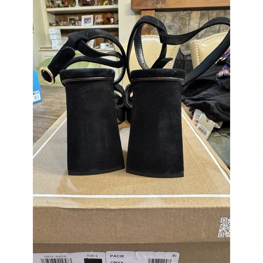Dolce Vita Women's Pacie Sandal Suede Size‎ 9 Black Bow Peep Toe